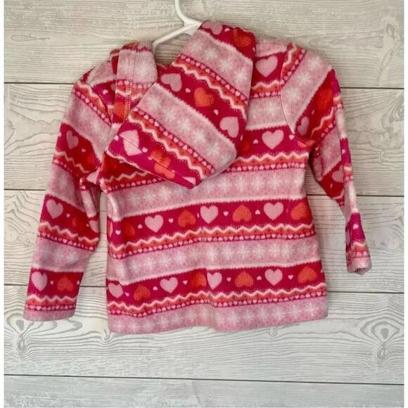 Jumping Beans pink fleece hearts pullover hoodie Size 18 months - Picture 2 of 3